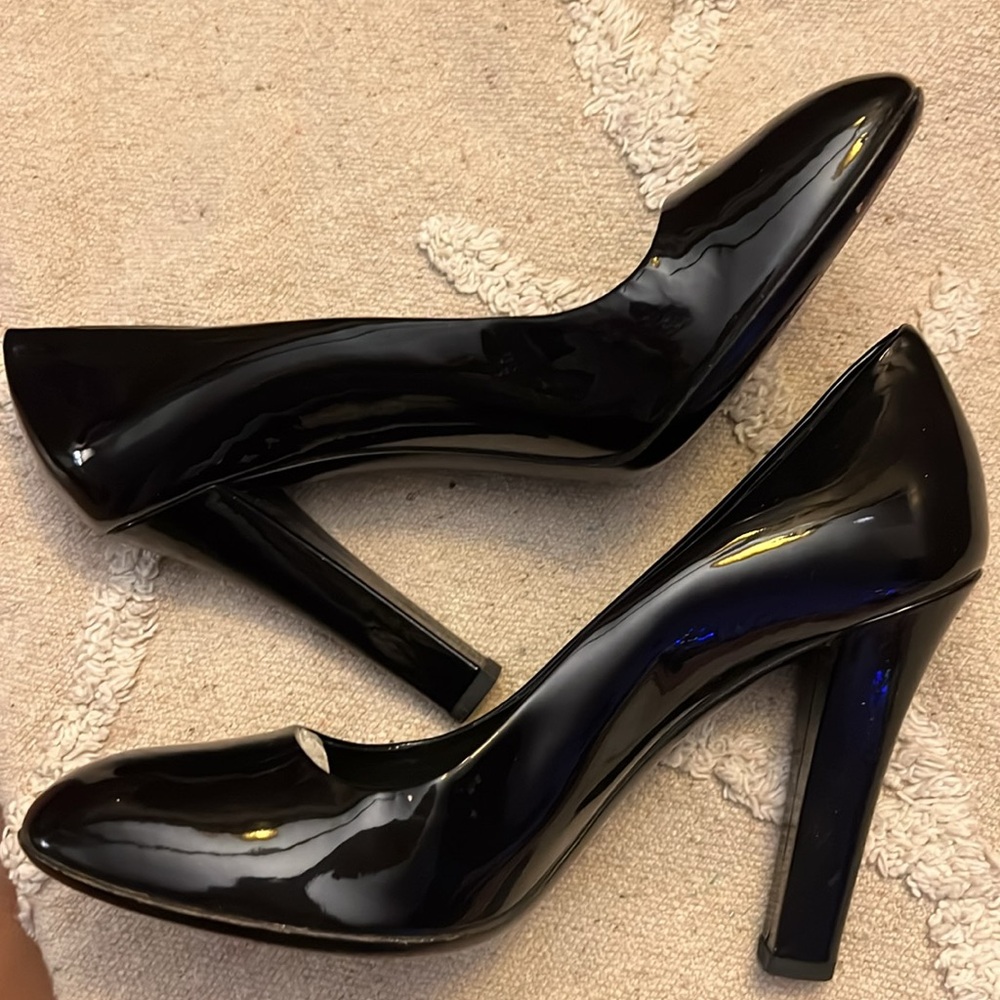 GUCCI Vitelli Bernice Soft Nero Black Baby Jane Heel Logo Hardware Sz 39 - Picture 7 of 11